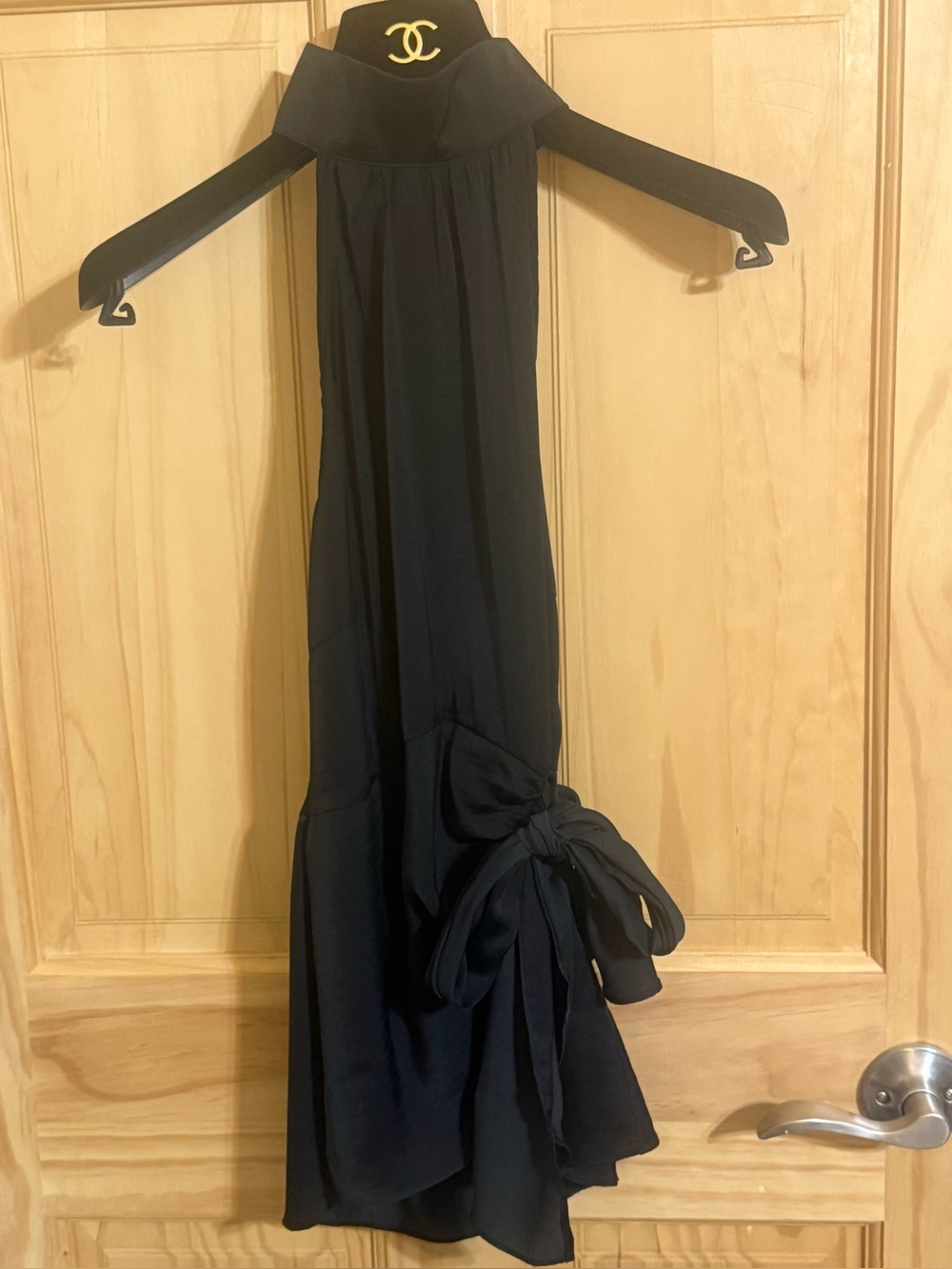 VENUS Halter Top, low back, satin-like black material NWOT Size 4